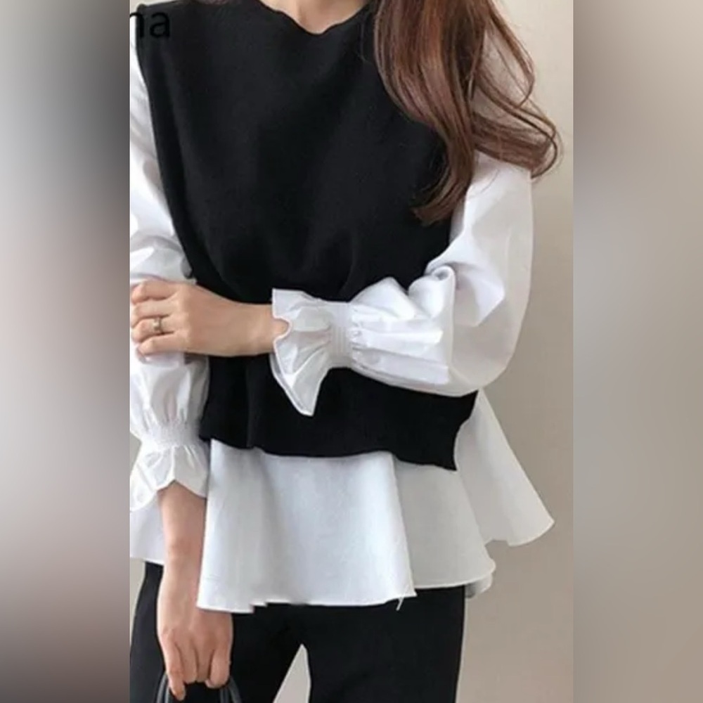 Pixi & Ivy Layered Sweater Vest Top Size Large